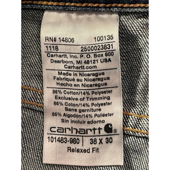 Carhartt Jeans Men's 38x30 Blue Denim - Picture 11 of 12